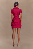 Tarryn Collared Cotton Mini Dress Dragonfruit