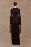 Acadia Diamante Long Sleeve Maxi Dress Black