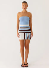 Straight Lines Mini Dress Blue Stripe