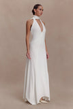 Juliet Slinky Maxi Dress With Scarf White