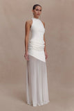 Portia Scuba And Mesh Maxi Skirt White