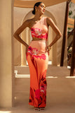 Freya Pink Ombre Floral Print Asymmetric Neck Maxi Dress With Body Cut Outs