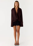 Annah Wrap Shirt Chocolate