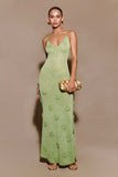 Suki Metallic Knit Maxi Dress Pastel Green