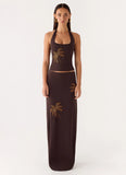 Brienne Beaded Maxi Skirt - Chocolate