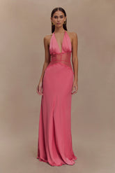 Dinah Lace And Satin Maxi Dress Blush Rose