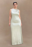 Violet Sleeveless Satin Maxi Dress Sage