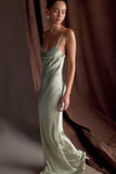 Lilly Sweetheart Satin Maxi Dress Sage