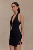 Aubree Crepe And Mesh Mini Dress Black