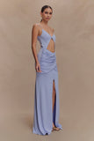 Reama Wrap Over Knit Maxi Dress Cornflower Blue