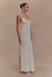 Suki Knit Maxi Dress With Flowers Nude