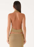 Olyssia Shimmer Embellished Top - Shimmer Gold