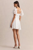 Vivi White Lace Sweetheart Neck Mini Dress