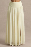 Spencer Cream Chiffon Pleated Maxi Skirt