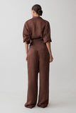 Gia Wrapped Tie Satin Pants Chocolate