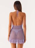Henley Crochet Mini Dress Lavender