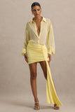 Katelyn Lemon Ruched Wrap Mini Skirt With Sash