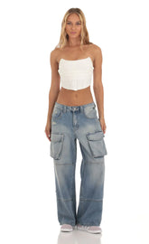 Baggy Cargo Jeans in Denim