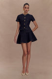 Bethany Short Sleeve Buttoned Denim Top Washed Indigo Blue