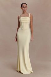 Luella Crepe Corset Maxi Dress Lemon