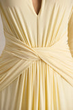 With Me Lemon High Neck Maxi Dress With Ruched Detailing