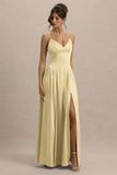 Jonas Lemon Plunge Neck Maxi Dress With Cami Straps
