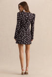 Carmen Black White Polka Dot Sweetheart Neck Tailored Mini Dress