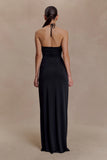 Quincy Halter Maxi Dress With Hardware Black
