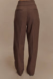 Penelope Pleated High Waisted Pants Chocolate