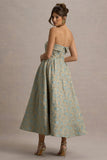Zuma Light Blue Jacquard Strapless Midi Dress