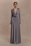 Scarlet Lurex Cowl Maxi Dress Silver