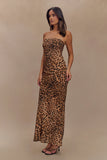 Breanna Strapless Chiffon Maxi Dress Leopard Print
