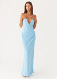 Just A Kiss Cowl Maxi Dress Turquoise