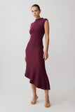 Milasandra Pleated Knit Dress Plum