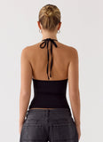 Roll Out Halter Top Black