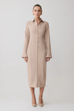 Dorian Fitted Shirt Midi Dress Wheat Marle