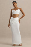 Rosita White Ruched Maxi Skirt