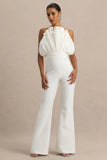 Riga White Ruffled Asymmetric Jumpsuit