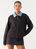Harlee Poplin Suiting Jacket Charcoal