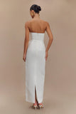 Cyrill Strapless Satin Structured Maxi Dress White