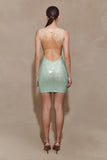 Jasmyn Hot Fix Mini Dress With Mesh Back Mint