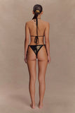 Huntleigh Crochet Bikini Bottom Black Gold Sunshine Print