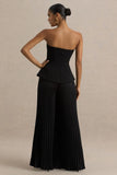 Feeling Good Black Bandeau Jumpsuit With Pleated Trouser