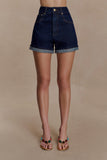 Carlene Cuffed Denim Shorts Indigo Blue