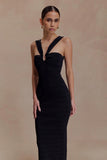 Jaylen Bandage Knit Maxi Dress Black