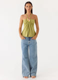 Corah Halter Top - Green Olive