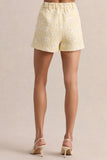 Blaise Lemon Embellished Boucle Shorts