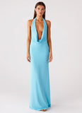 Driftwood Cowl Maxi Dress Turquoise
