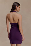 Aubree Crepe And Mesh Mini Dress Purple