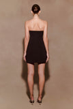 Liva Strapless Diamante Floral Trim Mini Dress Black